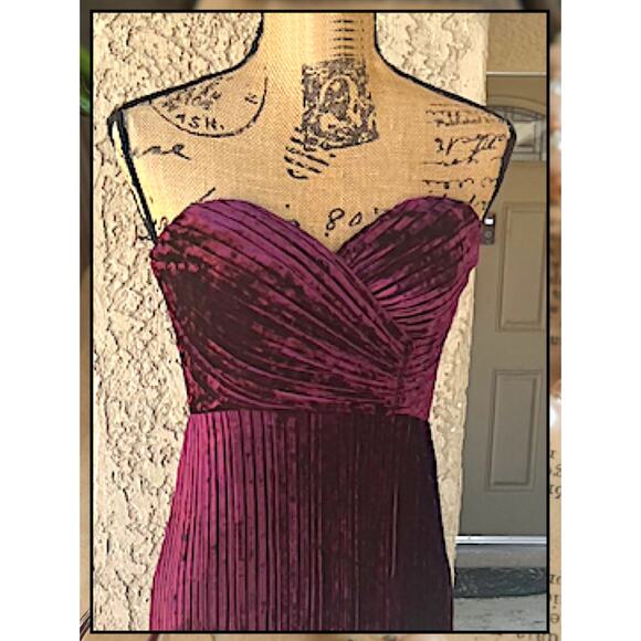 Lulus Plum Velvet Pleated Strapless Classy Sensation Maxi Dress Size M - Picture 4 of 14